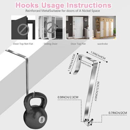 Over the Door Hanging Organizer with 5 Large Pockets - Wall Mount Pantry Storage with Clear PVC Window & 2 Big Metal Hooks for Closet,Bathroom,Nursery,Bedroom,Dorm,Baby Diapers,Kids Toys (Gray)