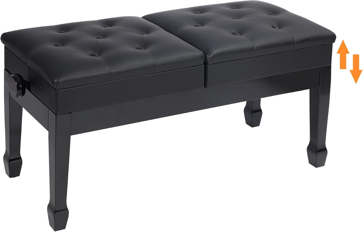 Adjustable Duet Piano Bench with Storage, 28.7" Duet Keyboard Seat