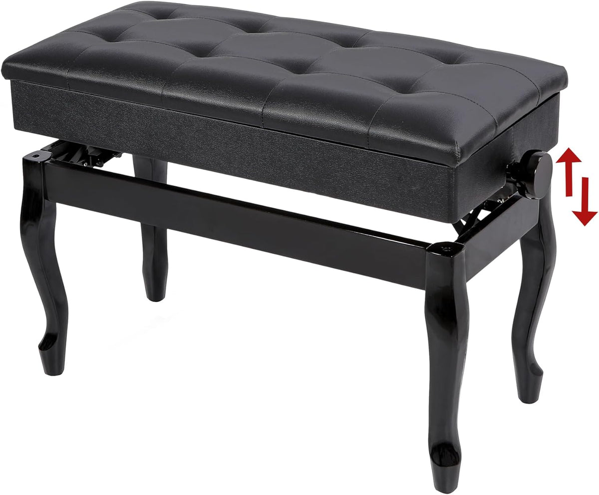Adjustable Duet Piano Bench with Storage, 28.7" Duet Keyboard Seat