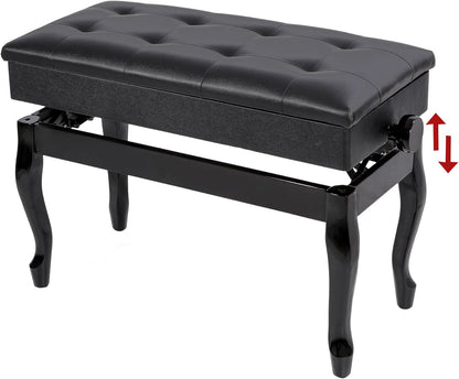 Adjustable Duet Piano Bench with Storage, 28.7" Duet Keyboard Seat