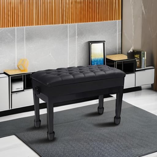Adjustable Duet Piano Bench with Storage, 28.7" Duet Keyboard Seat