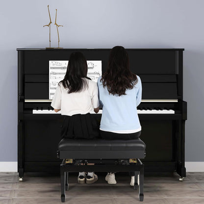 Adjustable Duet Piano Bench with Storage, 28.7" Duet Keyboard Seat