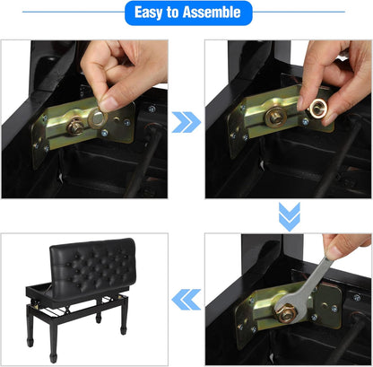 Adjustable Duet Piano Bench with Storage, 28.7" Duet Keyboard Seat