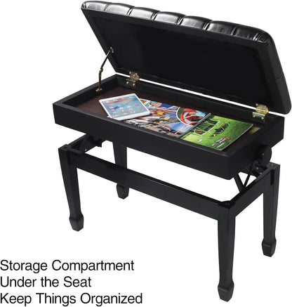 Adjustable Duet Piano Bench with Storage, 28.7" Duet Keyboard Seat