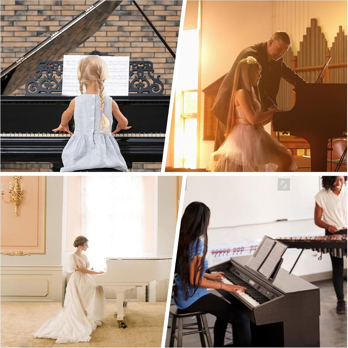 Adjustable Duet Piano Bench with Storage, 28.7" Duet Keyboard Seat