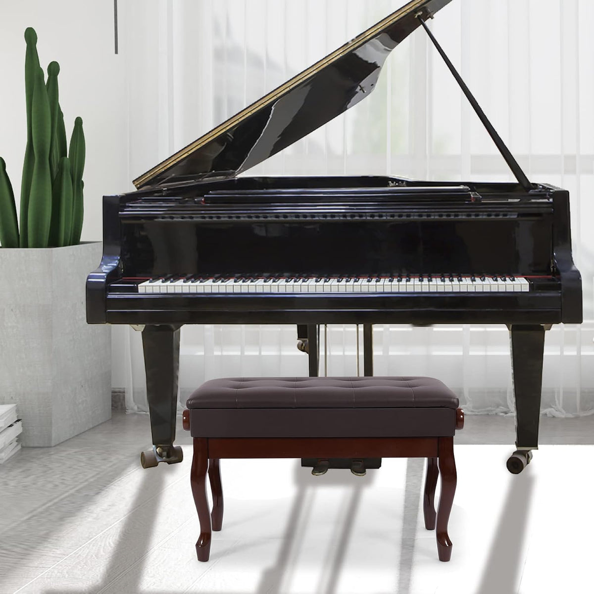 Adjustable Duet Piano Bench with Storage, 28.7" Duet Keyboard Seat