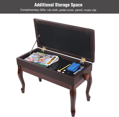 Adjustable Duet Piano Bench with Storage, 28.7" Duet Keyboard Seat