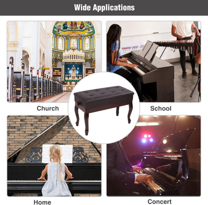 Adjustable Duet Piano Bench with Storage, 28.7" Duet Keyboard Seat
