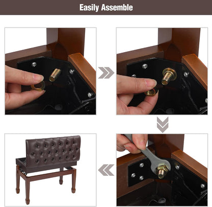 Adjustable Duet Piano Bench with Storage, 28.7" Duet Keyboard Seat