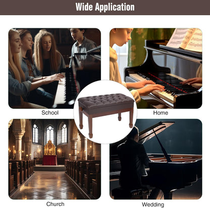 Adjustable Duet Piano Bench with Storage, 28.7" Duet Keyboard Seat
