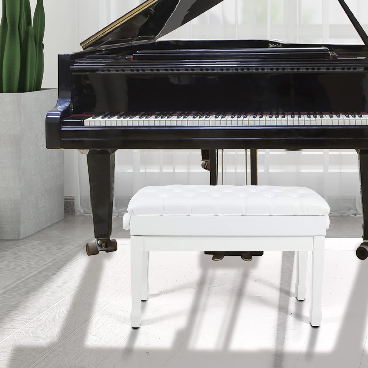Adjustable Duet Piano Bench with Storage, 28.7" Duet Keyboard Seat