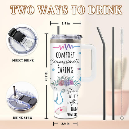 Nurse Tumbler 40oz, Insulated Funny Nurses Week Gift for Women | Nursing Graduation Cup Gifts for Girl Leakproof, Nursing Graduation Tumbler for Graduation Nurses Practitioner Office, 1 Pack