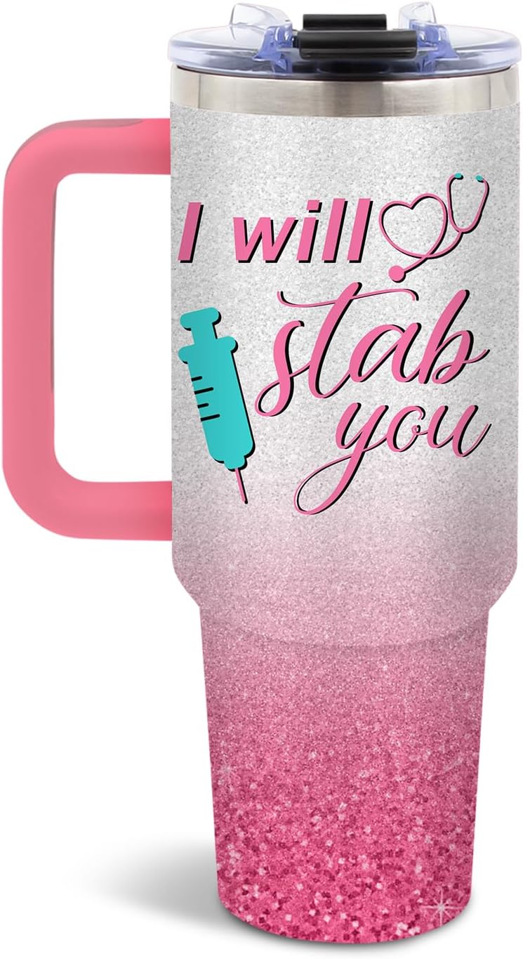Nurse Tumbler 40oz, Insulated Funny Nurses Week Gift for Women | Nursing Graduation Cup Gifts for Girl Leakproof, Nursing Graduation Tumbler for Graduation Nurses Practitioner Office, 1 Pack