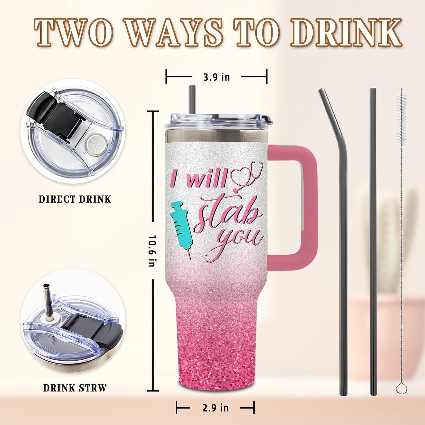 Nurse Tumbler 40oz, Insulated Funny Nurses Week Gift for Women | Nursing Graduation Cup Gifts for Girl Leakproof, Nursing Graduation Tumbler for Graduation Nurses Practitioner Office, 1 Pack