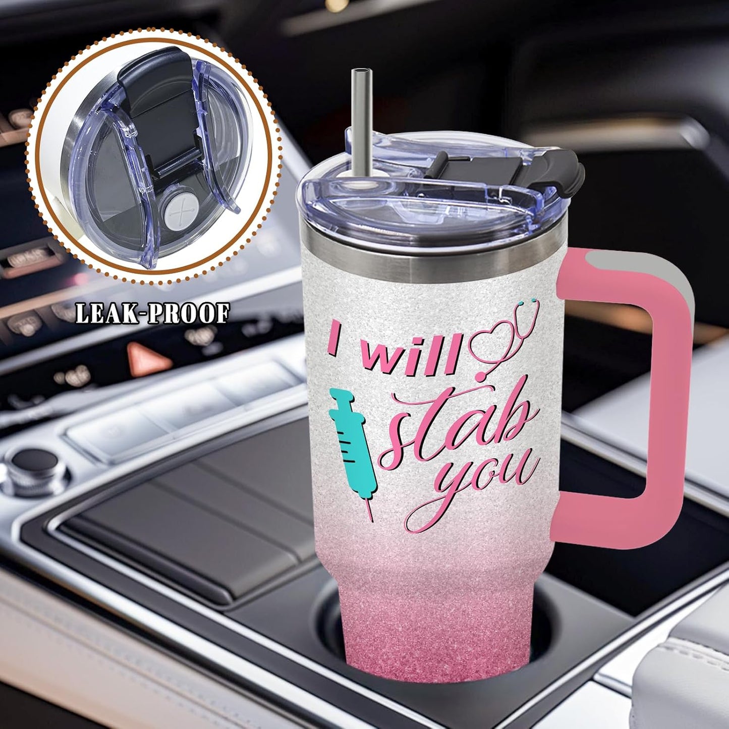 Nurse Tumbler 40oz, Insulated Funny Nurses Week Gift for Women | Nursing Graduation Cup Gifts for Girl Leakproof, Nursing Graduation Tumbler for Graduation Nurses Practitioner Office, 1 Pack
