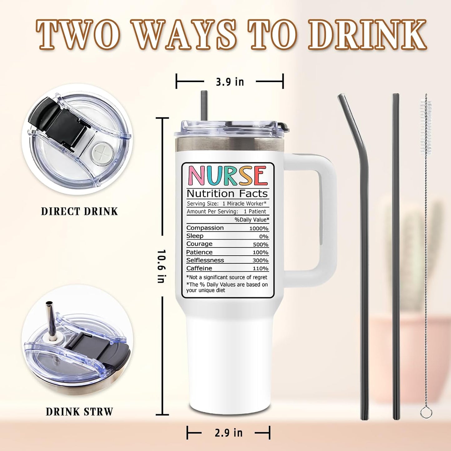 Nurse Tumbler 40oz, Insulated Funny Nurses Week Gift for Women | Nursing Graduation Cup Gifts for Girl Leakproof, Nursing Graduation Tumbler for Graduation Nurses Practitioner Office, 1 Pack