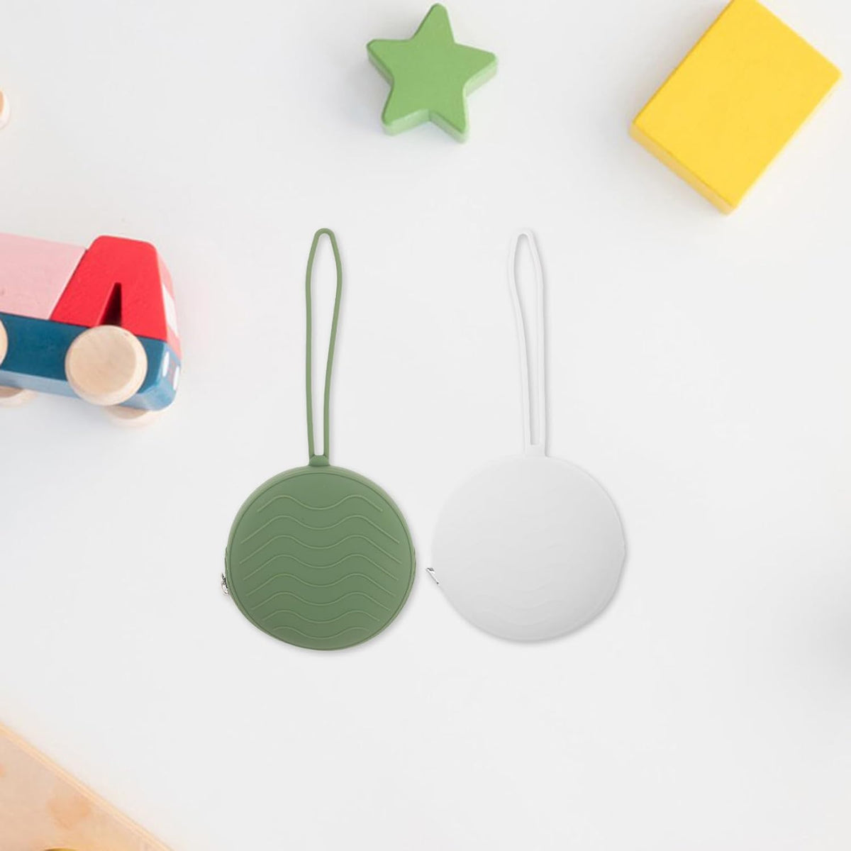 2pcs Portable Silicone Pacifier Storage Box Featuring Reliable Zipper Design, Cute and Adorable Pacifier Case for Travel and Daily Use