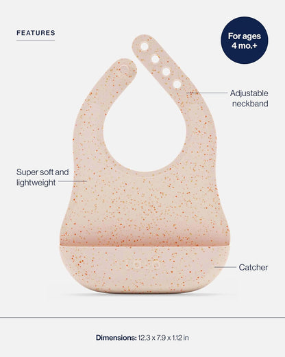 The Bib, Adjustable Non-Toxic Silicone Baby Bib with Food Catcher