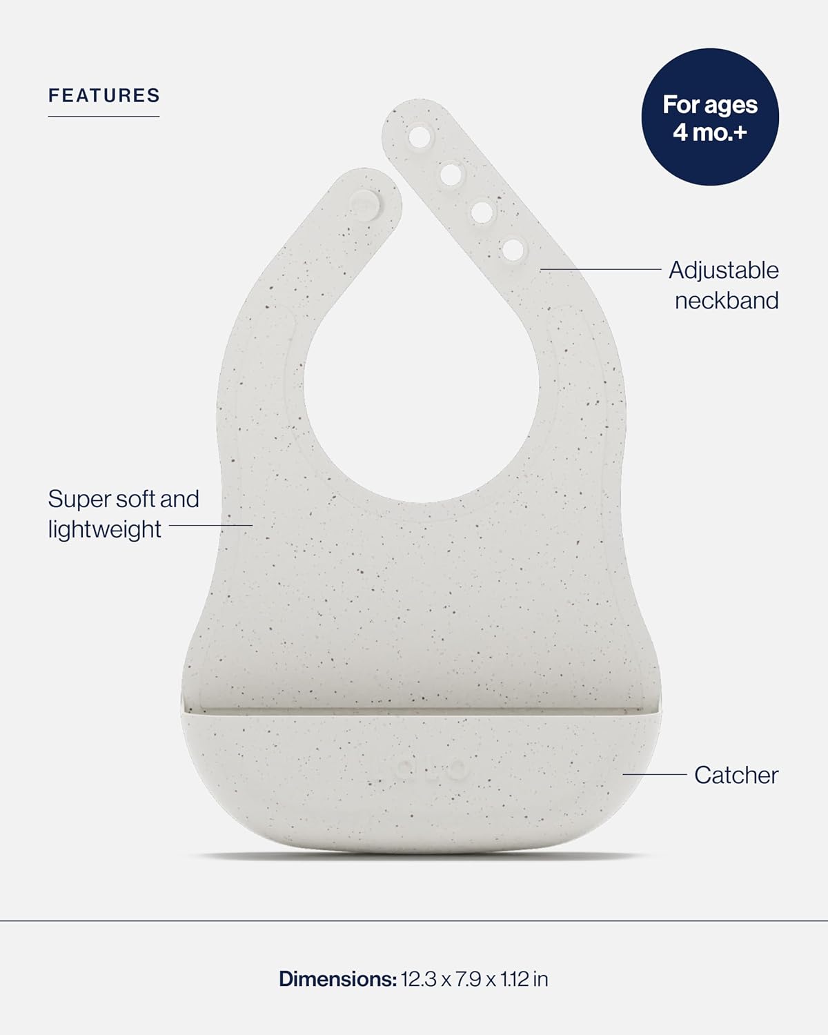 The Bib, Adjustable Non-Toxic Silicone Baby Bib with Food Catcher