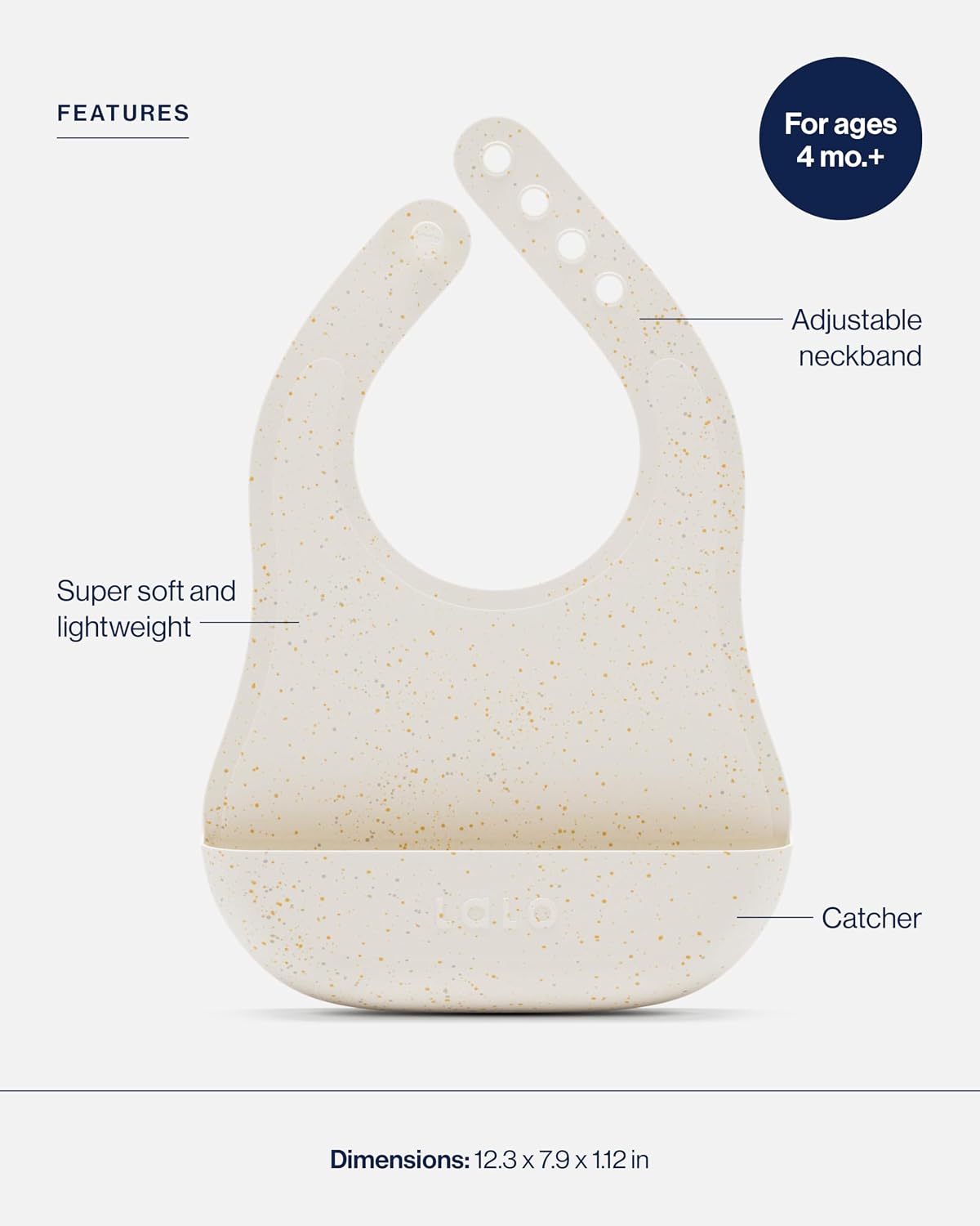 The Bib, Adjustable Non-Toxic Silicone Baby Bib with Food Catcher