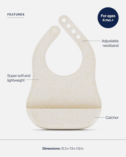 The Bib, Adjustable Non-Toxic Silicone Baby Bib with Food Catcher