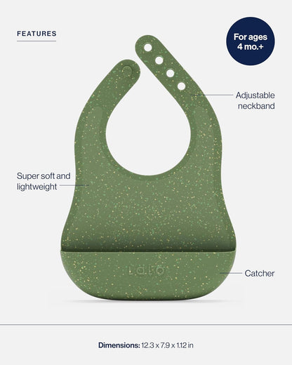 The Bib, Adjustable Non-Toxic Silicone Baby Bib with Food Catcher