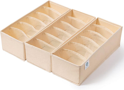 3 Pack Sock Underwear Drawer Organizer Dividers, Collapsible Cabinet Closet Storage Boxes for Clothes, Socks, Lingerie, Underwear, Tie, Belt, Baby, Bedroom