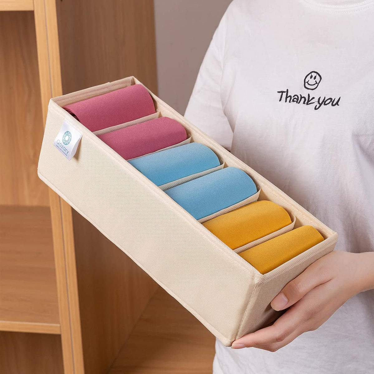 3 Pack Sock Underwear Drawer Organizer Dividers, Collapsible Cabinet Closet Storage Boxes for Clothes, Socks, Lingerie, Underwear, Tie, Belt, Baby, Bedroom