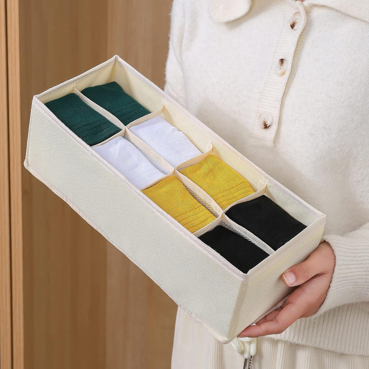 3 Pack Sock Underwear Drawer Organizer Dividers, Collapsible Cabinet Closet Storage Boxes for Clothes, Socks, Lingerie, Underwear, Tie, Belt, Baby, Bedroom