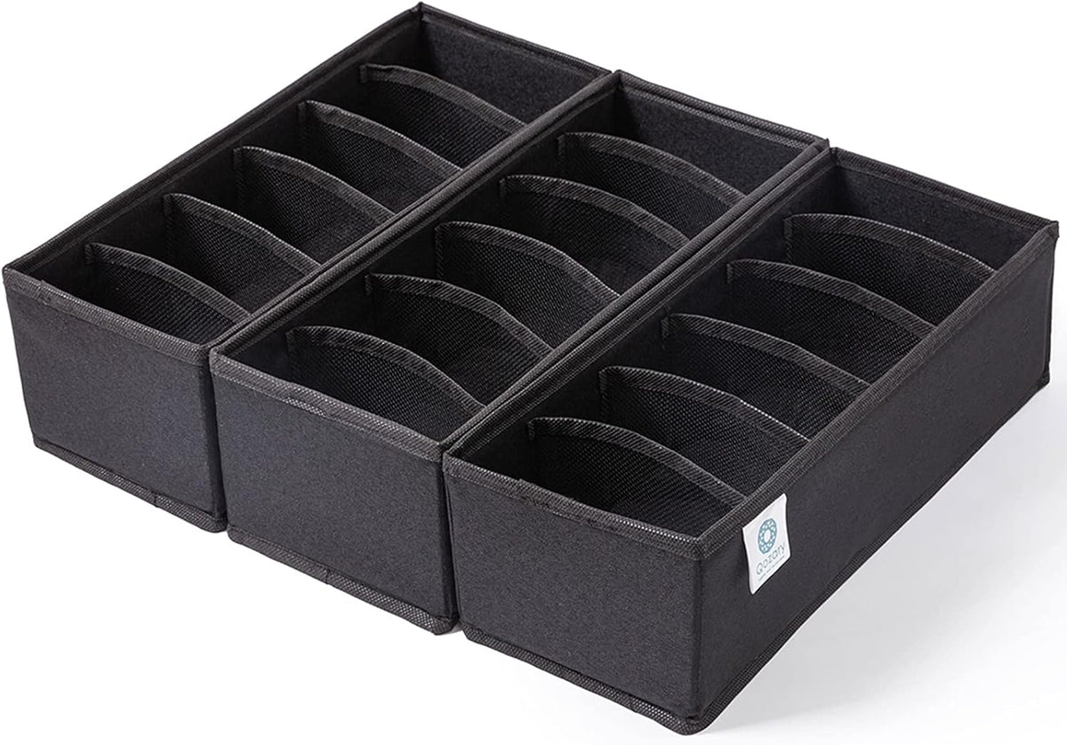 3 Pack Sock Underwear Drawer Organizer Dividers, Collapsible Cabinet Closet Storage Boxes for Clothes, Socks, Lingerie, Underwear, Tie, Belt, Baby, Bedroom