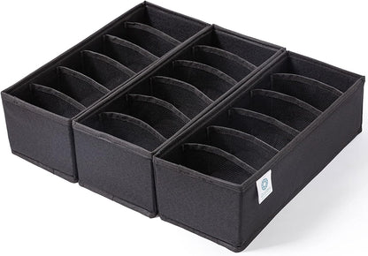 3 Pack Sock Underwear Drawer Organizer Dividers, Collapsible Cabinet Closet Storage Boxes for Clothes, Socks, Lingerie, Underwear, Tie, Belt, Baby, Bedroom
