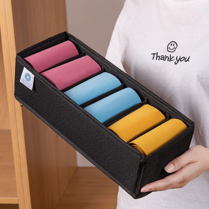 3 Pack Sock Underwear Drawer Organizer Dividers, Collapsible Cabinet Closet Storage Boxes for Clothes, Socks, Lingerie, Underwear, Tie, Belt, Baby, Bedroom