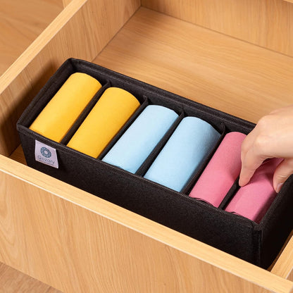 3 Pack Sock Underwear Drawer Organizer Dividers, Collapsible Cabinet Closet Storage Boxes for Clothes, Socks, Lingerie, Underwear, Tie, Belt, Baby, Bedroom