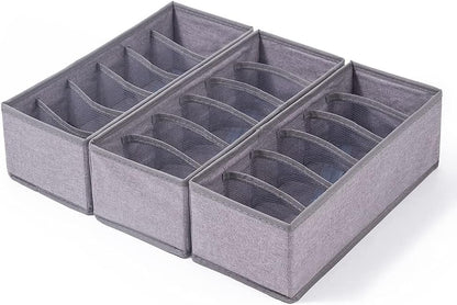 3 Pack Sock Underwear Drawer Organizer Dividers, Collapsible Cabinet Closet Storage Boxes for Clothes, Socks, Lingerie, Underwear, Tie, Belt, Baby, Bedroom