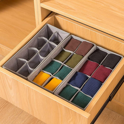 3 Pack Sock Underwear Drawer Organizer Dividers, Collapsible Cabinet Closet Storage Boxes for Clothes, Socks, Lingerie, Underwear, Tie, Belt, Baby, Bedroom