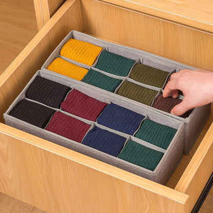 3 Pack Sock Underwear Drawer Organizer Dividers, Collapsible Cabinet Closet Storage Boxes for Clothes, Socks, Lingerie, Underwear, Tie, Belt, Baby, Bedroom