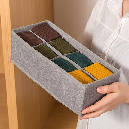 3 Pack Sock Underwear Drawer Organizer Dividers, Collapsible Cabinet Closet Storage Boxes for Clothes, Socks, Lingerie, Underwear, Tie, Belt, Baby, Bedroom