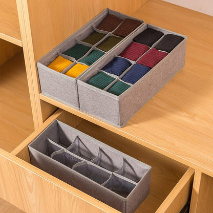 3 Pack Sock Underwear Drawer Organizer Dividers, Collapsible Cabinet Closet Storage Boxes for Clothes, Socks, Lingerie, Underwear, Tie, Belt, Baby, Bedroom
