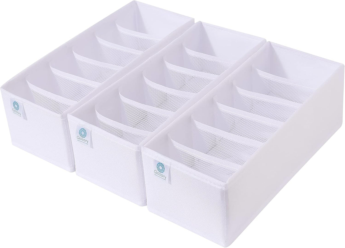 3 Pack Sock Underwear Drawer Organizer Dividers, Collapsible Cabinet Closet Storage Boxes for Clothes, Socks, Lingerie, Underwear, Tie, Belt, Baby, Bedroom