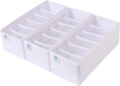3 Pack Sock Underwear Drawer Organizer Dividers, Collapsible Cabinet Closet Storage Boxes for Clothes, Socks, Lingerie, Underwear, Tie, Belt, Baby, Bedroom
