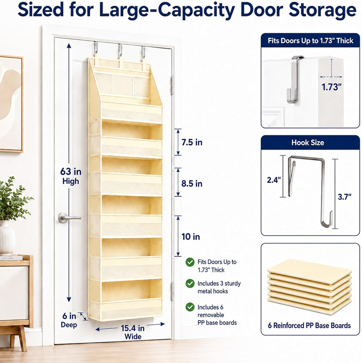 Heavy Duty Over the Door Organizer for Nursery: 55 lb Capacity