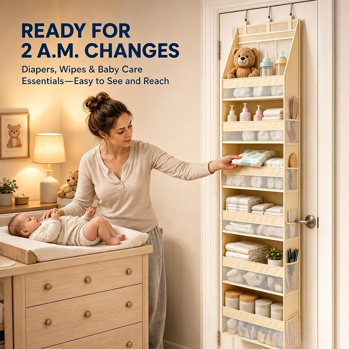 Heavy Duty Over the Door Organizer for Nursery: 55 lb Capacity