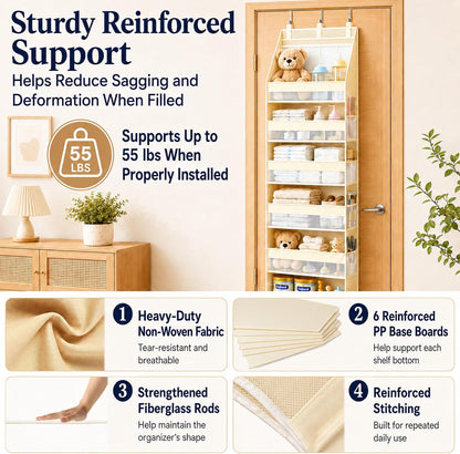 Heavy Duty Over the Door Organizer for Nursery: 55 lb Capacity
