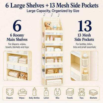 Heavy Duty Over the Door Organizer for Nursery: 55 lb Capacity