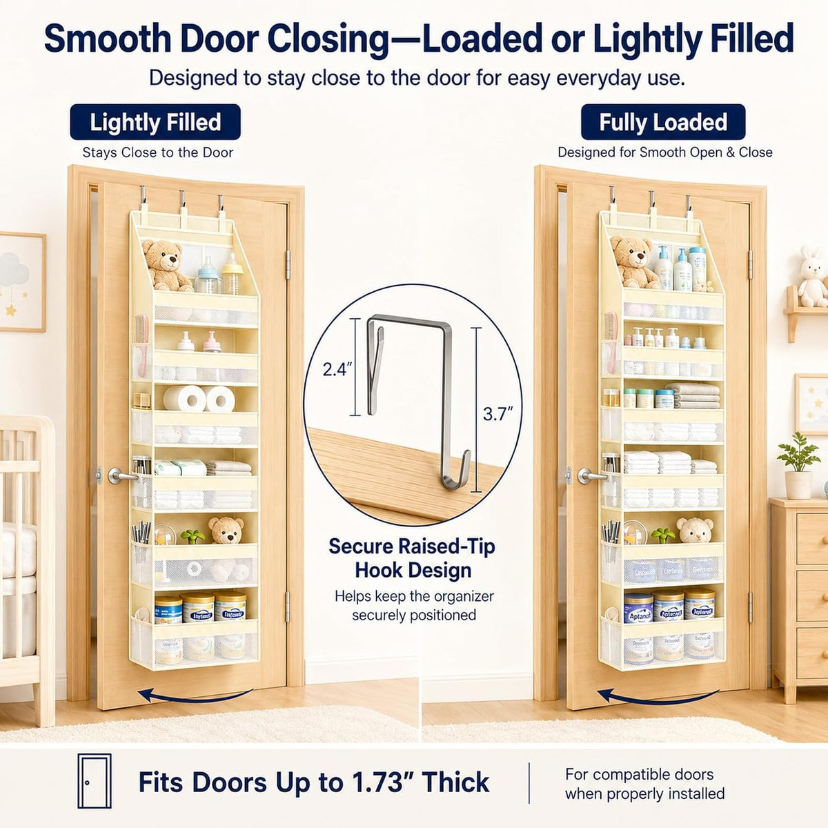Heavy Duty Over the Door Organizer for Nursery: 55 lb Capacity