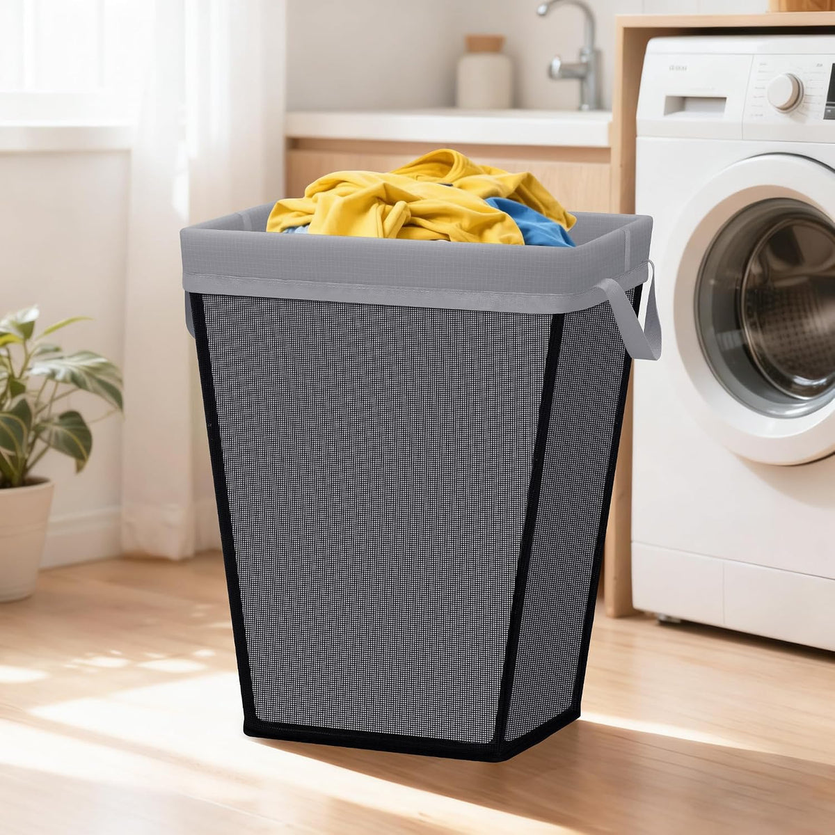 75L Laundry Hamper, Space Saving Freestanding Clothes Basket with Iron Frame, Dirty Clothes Storage Bin with Removable Washable Liner for Bedroom, Bathroom, Dorm, Closet, Apartment, Beige