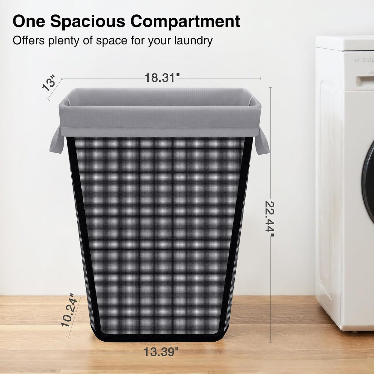 75L Laundry Hamper, Space Saving Freestanding Clothes Basket with Iron Frame, Dirty Clothes Storage Bin with Removable Washable Liner for Bedroom, Bathroom, Dorm, Closet, Apartment, Beige
