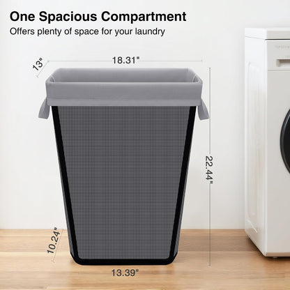 75L Laundry Hamper, Space Saving Freestanding Clothes Basket with Iron Frame, Dirty Clothes Storage Bin with Removable Washable Liner for Bedroom, Bathroom, Dorm, Closet, Apartment, Beige
