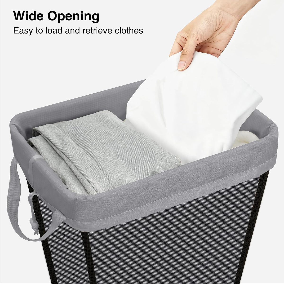 75L Laundry Hamper, Space Saving Freestanding Clothes Basket with Iron Frame, Dirty Clothes Storage Bin with Removable Washable Liner for Bedroom, Bathroom, Dorm, Closet, Apartment, Beige