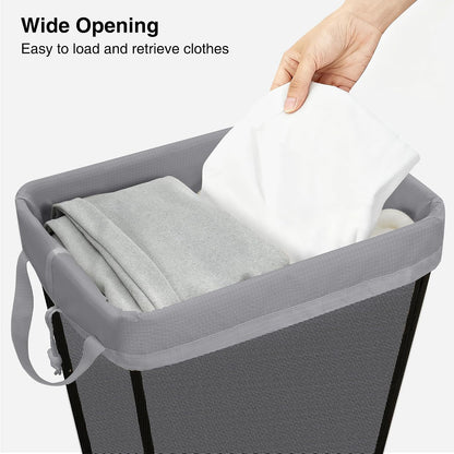 75L Laundry Hamper, Space Saving Freestanding Clothes Basket with Iron Frame, Dirty Clothes Storage Bin with Removable Washable Liner for Bedroom, Bathroom, Dorm, Closet, Apartment, Beige